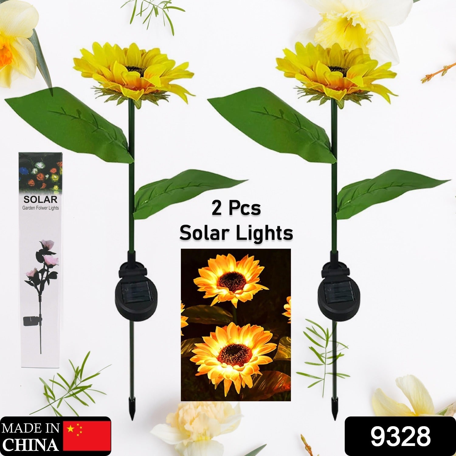 9328 2 Pc Outdoor Solar Sunflower Lights Intelligent Light Control Waterproof Garden Landscape Stake Light 9328 2 Pc Outdoor Solar Sunflower Lights Intelligent Light Control Waterproof Garden Landscape Stake Light